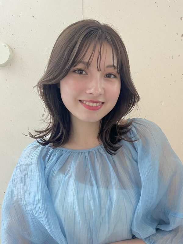 くびれヘアブリーチなしナチュラルブラウンベージュ