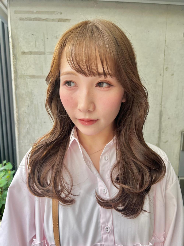 韓国風レイヤー透明感カラーオリーブベージュカラー