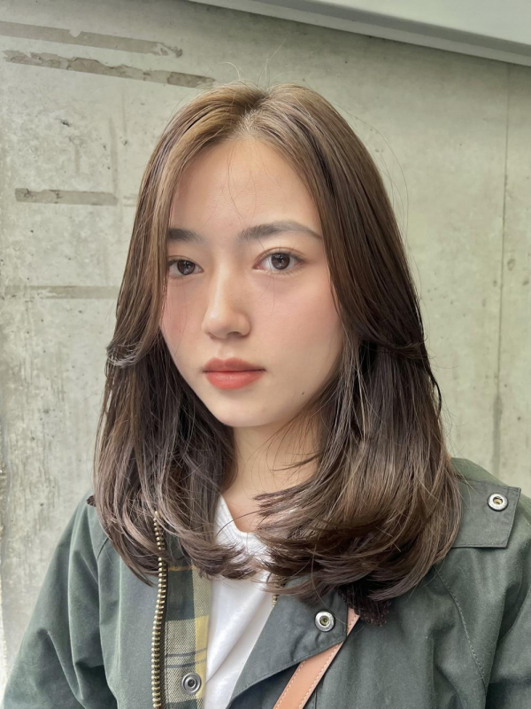 ワンカール顔まわりレイヤー透明感ツヤカラー