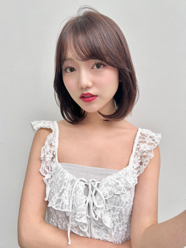 韓国風レイヤーボブ透明感ベージュ