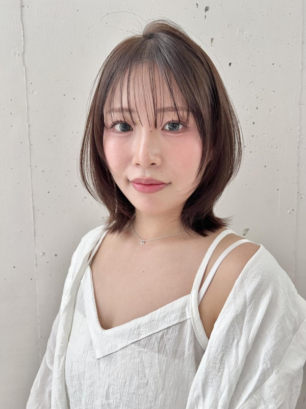 ブリーチなしカラーレイヤーボブ小顔ヘア