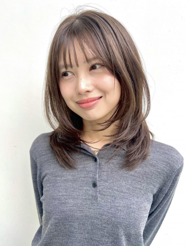 韓国風レイヤー簡単アレンジワンカールオリーブベージュ