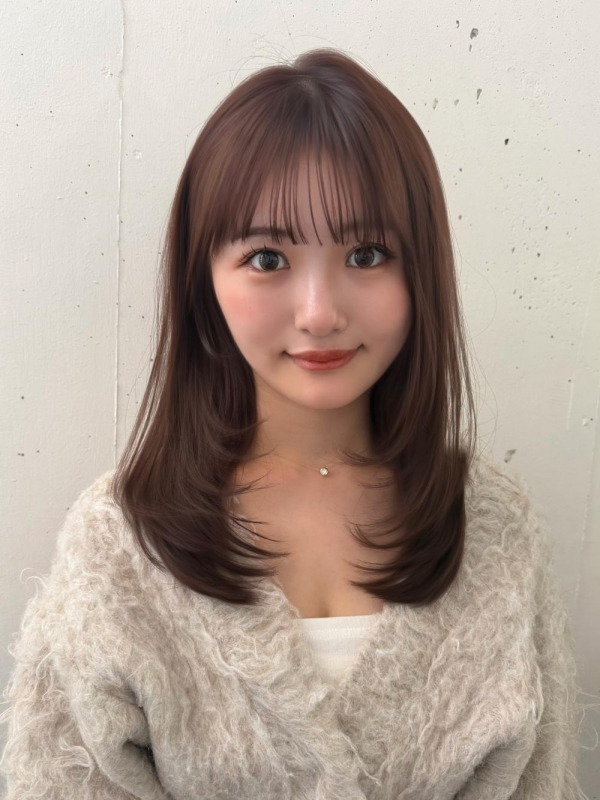 シースルーバングレイヤーカット